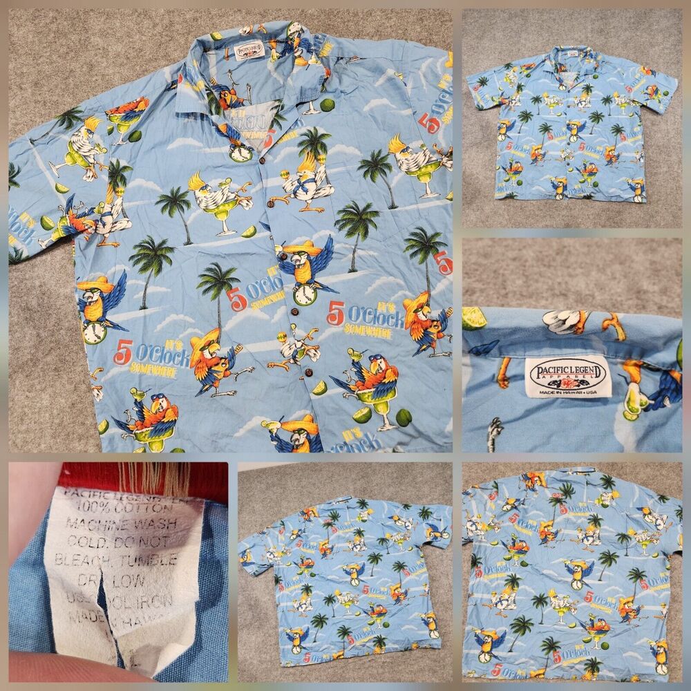VTG 90s Jimmy Buffet Its 5 O'clock Somewhere Mens 3XL Hawaiian Button Up T Shirt